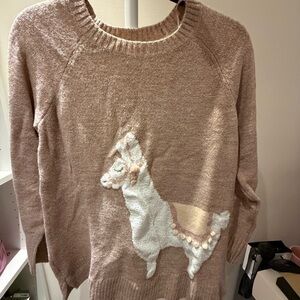 Women's pink Sweater with Llama Design
